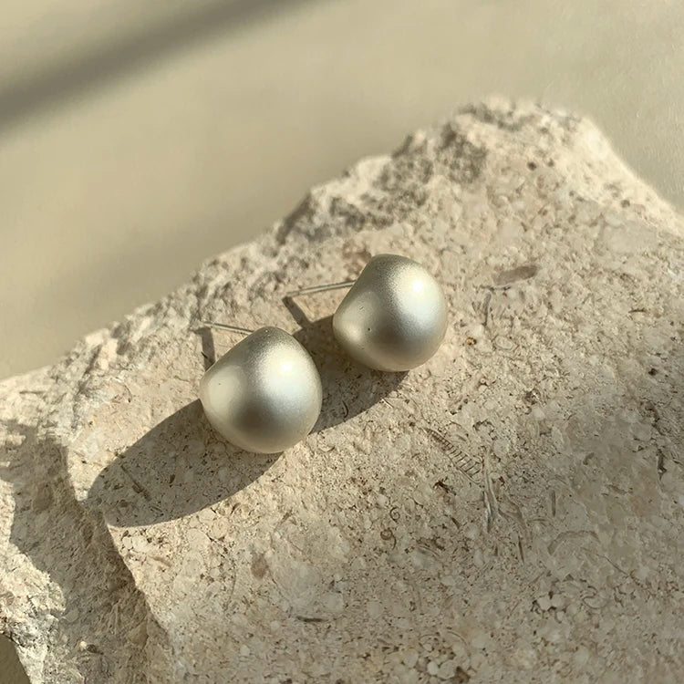 Matte Brushed Drop Shaped Earrings